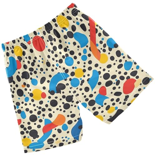 Pigsaly Boys' Swim Board Shorts Colorful Memphis Geometric 80s 90s Dots Boy's Swim Trunks Kids Swimwear M2