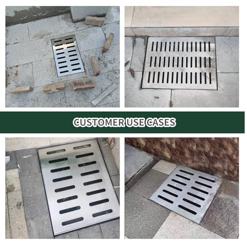 Image of Cast Iron Drain Grate,Outdoor Drain Cover, Heavy Duty B125 Class Channel Grate, (16 * 16 in(304 Stainless Steel))