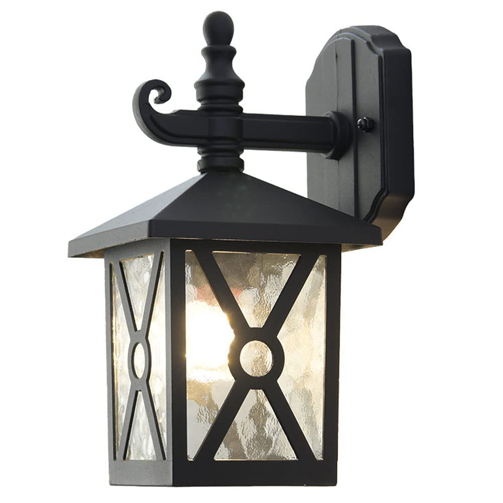 SMCCYYSD European Retro Outdoor Wall Lamp, Waterproof Sconce for Balcony & Garden, Courtyard Villa Exterior Light Fixture, Creative Glass Lampshade Terrace Decoration (A)