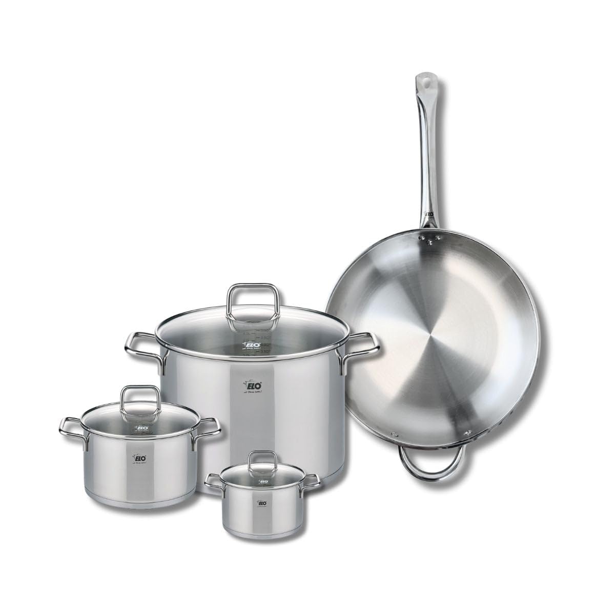 ELO 9500350 4-częściowy zestaw naczyń kuchennych 32 cm i 3 garnków 12, 16 i 26 cm Elo Profi Citrin, stal nierdzewna, indukcyjna