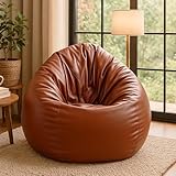 Couchette� Bean Bag Cover XXXL Teardrop Shape in Tan Faux Leather, Premium Without Beans, Stillo, Durable & Stylish Only Cover for Adults & Teens