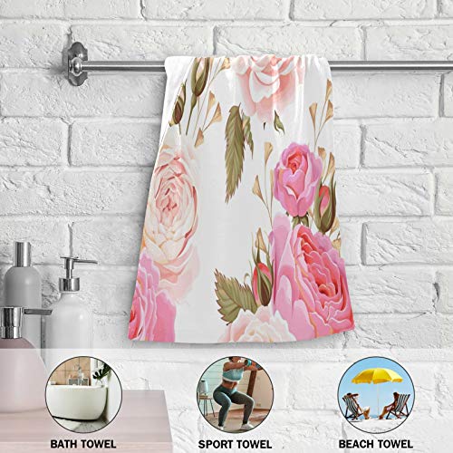 Susiyo Beautiful Floral Pink Roses Hand Towels Set Of 2 Luxury Print Decorative Bathroom Towels Super Soft Highly Absorbent Multipurpose Towels For Yoga Gym Spa Hotel Bathroom Kitchen 28X14 Inch #TOP5