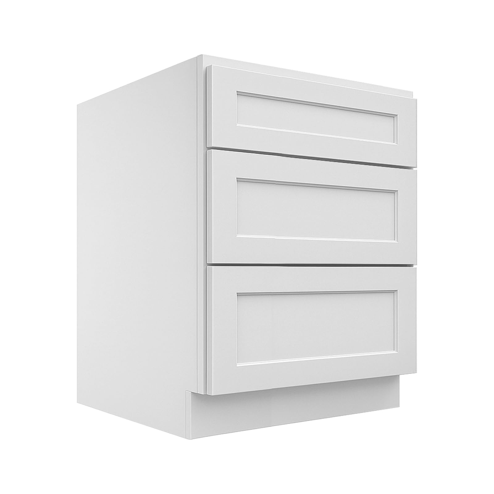 Lieeres 24 inch three drawer white shaker base cabinet
