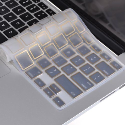 TOP CASE - Metallic Silicone Keyboard Cover Skin Compatible with MacBook Unibody 13" / Old Generation MacBook Pro Unibody 13, 15, 17-Inch with or Without Retina Display/MacBook Air 13" - Gold