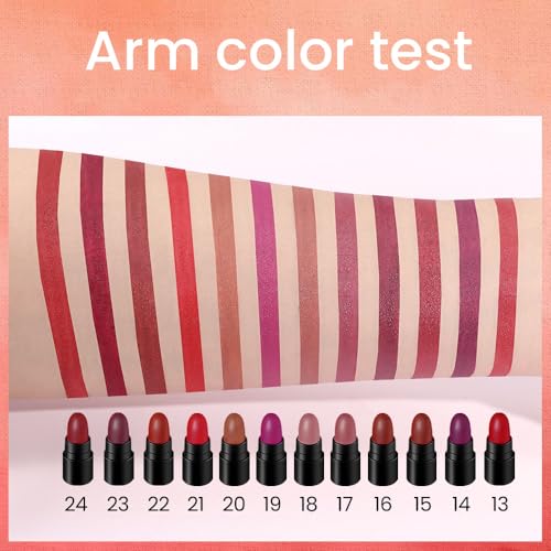 Image of evpct 12Pcs Mini Pills Lipstick Capsule Set for Women Waterproof Long Lasting, Dark Ruby Deep Wine Mauve Red Purple Nude Brown Matte Small Magic Permanent 24 Hour Lipstick Bulk Samples 02