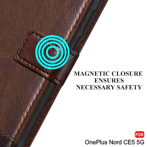 Image of TheGiftKart Flip Back Cover Case for OnePlus Nord CE 5 5G | Dual-Color Leather Finish | Inbuilt Stand & Pockets | Wallet Style Flip Back Case Cover for OnePlus Nord CE5 (Faux Leather, Brown & Coffee)