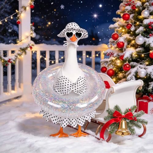 yuboo Christmas Porch Goose Outfits Fits 23 Inch, Goose Clothes with Swim Ring Sunglasses Hat Bikini, Garden Lawn Yard Halloween Play Decor - image 5