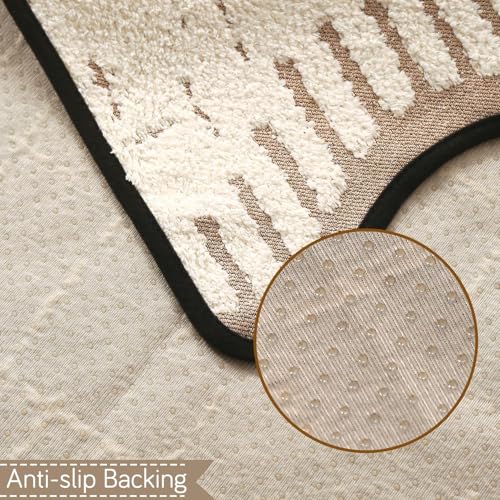Image of HOKIPO Premium Supple Soft Wavy Sofa Cover Mat with Curve Design| Make Your Own Sofa Cover Set, Mat Length 90(D) x 150(L) cm, Cream Brown (NEW-AR-5975-CRBR)