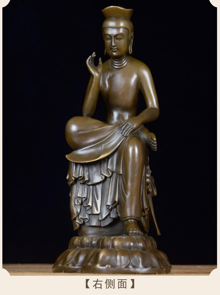 弥勒菩薩 銅製 仏像 置物 仏像 ミニ 宝冠弥勒菩薩 黄銅製 仏壇仏像 置物 （高さ6.9cm×巾