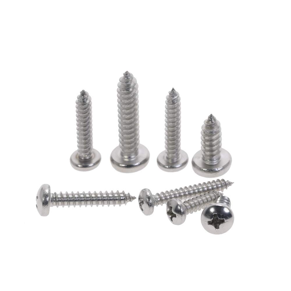 KHJK CHFENG-SS 10pcs M4 Round Head Screw Self-tapping Screw 304 Stainless Steel Cross Round Head Self Tapping Screw Bolts (Color : 16mm, Size : M4)