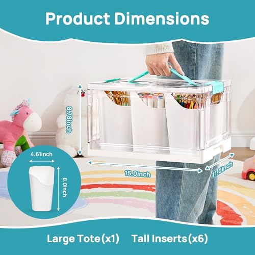 24 QT Clear Plastic Craft Storage Organizer Box with Dividers Art Supply Bin