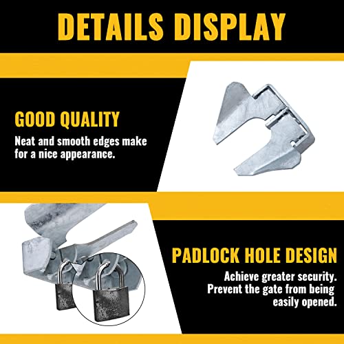 Vivida Wall Mount Butterfly Latch 1-3/8" To 1-5/8", Butterfly Gate Fork Latch With Padlock Hole, For 1-3/8" To 1-5/8" Gate Frame, Mounts To Wooden Fence Post Or Wall, Galvanized Steel, 2 Pcs #TOP5