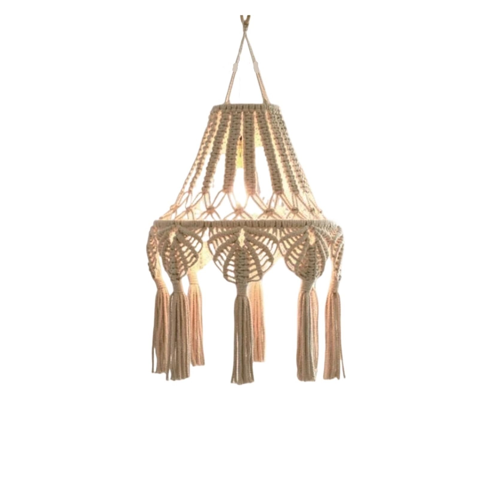Lamp Shade Homestay Room Decoration Lampshade Tapestry Handmade Weaving Pendant Lamp Exquisite and Beautiful(Color 01)