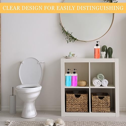 20 Pack 16oz/ 500ml Plastic Empty Bottles Refillable Shampoo Containers with Pump Lightweight Square Soap Dispenser Bottles for Essential Lotions, Shampoos, Conditioner, Massage Oil (Clear, Black)4