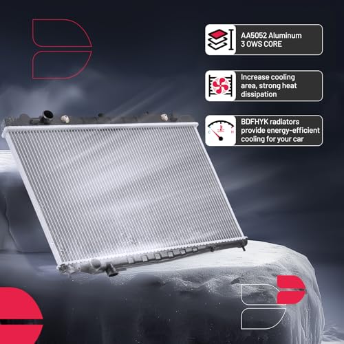 Image of BDFHYK CU2215 Aluminum Radiator for Nissan Frontier 1998-2004, 2006-2008, 2011-2015, for Nissan Xterra 2000-2004, 2.4L 3.3L, 16mm Core, Replaces 214609Z000 214604S100