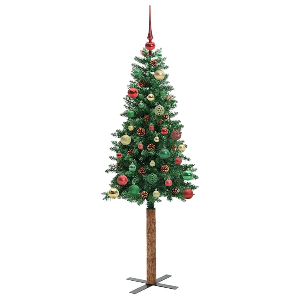 Wąska choinka 150 cm wysokości, ze 150 diodami LED o ciepłej bieli, z PCW, metalowy stojak, do użytku wewnątrz i na zewnątrz, świąteczna dekoracja, wygląd zielonej jodły, zajmuje mało miejsca