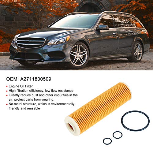 Aramox Filtro de óleo, filtro de óleo para limpador de motor A2711800509 apto para Mercedes Benz W20