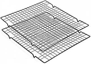 TheStriven Rectangular Cake Cooling Rack Set of 2 Baking Wire Rack Cooling Rack Baking Rack Stainless Steel Grill Steam Rack for Roasting,Baking,Grilling,Cooling,Multipurpose Bread Drying Cooler Stand