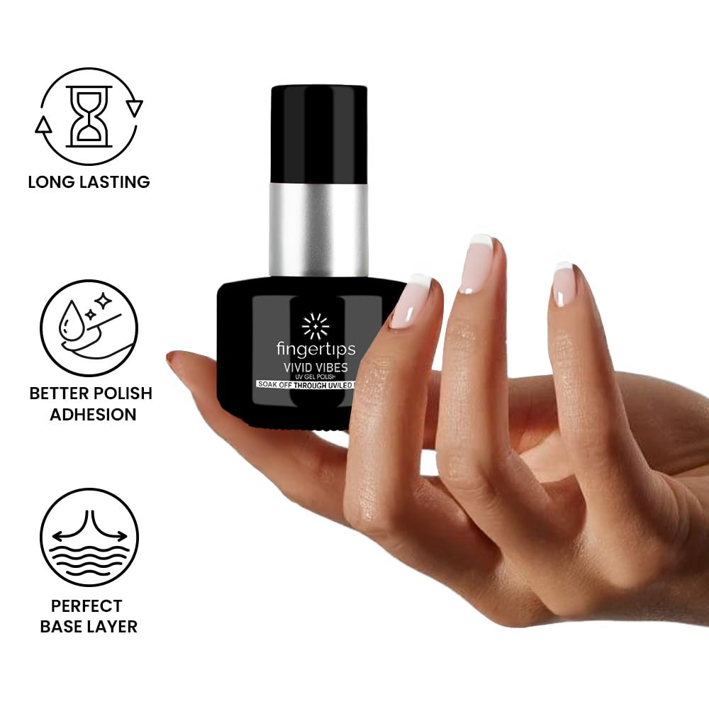 Fingertips Vivid Vibes Gel Base Coat | Long Lasting, Chip Resistant, High Adhesion Formula | Perfect for Gel Manicure |UV/LED Compatible (16 ml Base Coat) 3