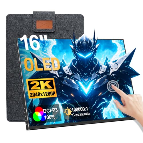 Image of 16 inch OLED Portable Monitor,2K Touchscreen Monitor 120Hz,Speakers(dark black)
