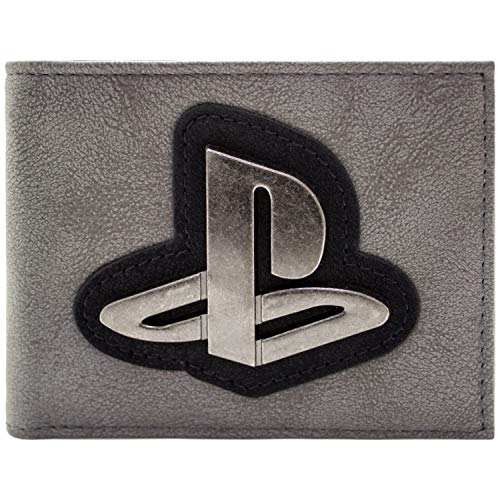 Preisvergleich Produktbild Playstation Originales Logo Silber Abzeichen Grau Portemonnaie Geldbörse