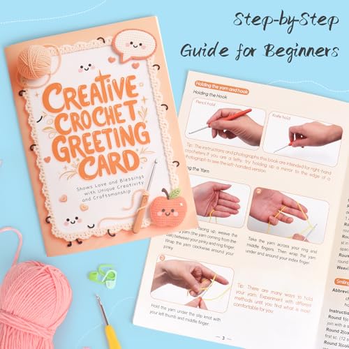 Image of Katech Crochet Kit for Beginners Adults & Kids - Greeting Card Beginner Crochet Kit for Adults with Step-by-Step Tutorial Learn to Crochets, Greeting Card Knitting Set for Any Occasion Gifts