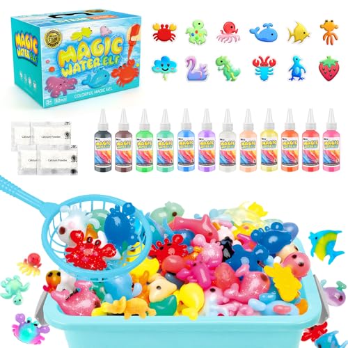 MOMSIV 12 Color Magic Water Gel Kit Magic Aqua Elf Kit for Kids with 12 Moulds Fairy DIY Arts & Crafts Toy for Boys and Girls Ages 5 6 7 8 Christmas Birthday Gifts