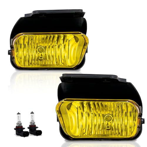 VPIMOZO Fog lights Compatible with 2003-2006 Chevy Silverado 1500 2500 3500 1500HD 2500HD 2007 Silverado Classic 02-06 Avalanche Fog Bumper Lamp Amber Lens With Bulbs