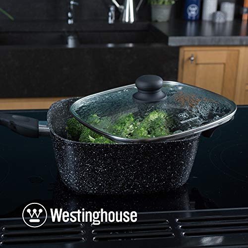 Image of Westinghouse Marble-Coated 24 cm Fry Pan with Frying Basket & Steam Rack | Non-Stick, Induction-Compatible | Stay-Cool Handle | Dishwasher Safe | PFOA-Free, Durable Cooking Essential | WCCS0009D24MBB