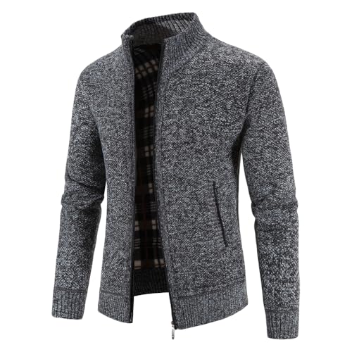 Men Fleece Zipper Cardigan Sweater Coat Winter Soft Full Zip Turtleneck Warm Jacket2