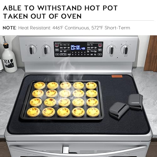 Image of Fireproof Stove Cover for Electric Stove, 28.5 inch Glass Top Protector | 3-Layer Safe Material, Flame Retardant, Waterproof, Heat-Resistant Kitchen Mat, Flat Oven Cover Mat