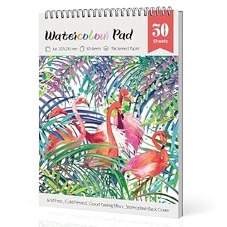 Yordawn Watercolour Paper A4 Watercolour Sketchbook with 30 Sheets Art Supplies for Artists Adults Teens Kids Textured Paper Drawing Pad Watercolour Book for Painting Sketching Flamingo