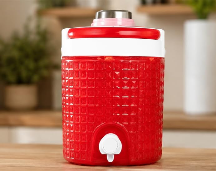 Travelling Jug, Red and White, Insulated Water Dispenser with Spigot Tap-picture-11