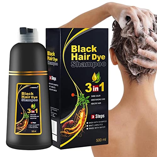 Sysdisen Shampoo Für Schwarzes Haar–3-in-1 Shampoo Zum Färben Schwarzer Haare–500ml Haarfärbe Shampoo Grauabdeckung In Wenigen Minuten–Kokosnuss Ingwer Shampoo-Shampoo Zum Färben Schwarzer Haare