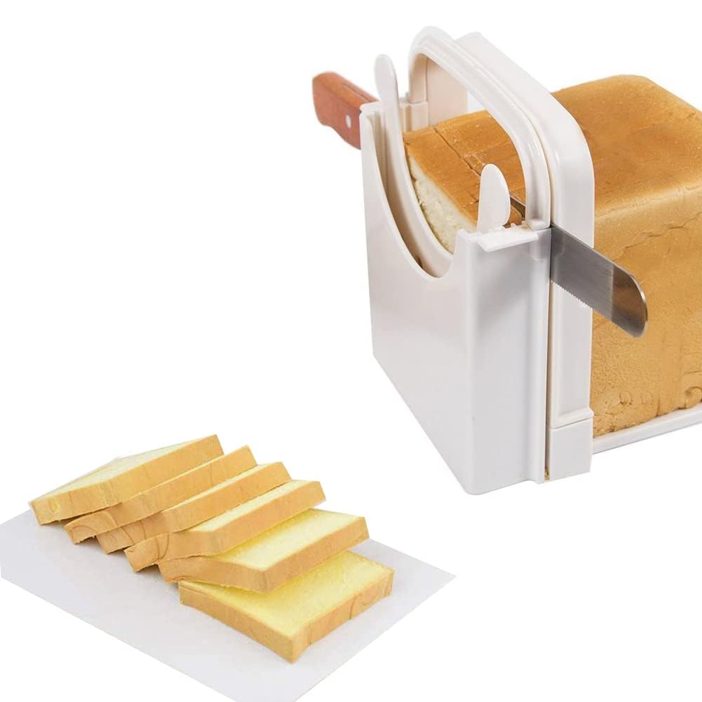 Bread Slicer,Bread Cutter Adjustable Sandwich Maker Manual Handhold Loaf Cutter Machine Foldable Toast Slicer for Homemade Bread 17.5 * 17.5 * 12cm