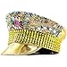 Steampunk Rhinestone Hat Fashion Rivet Studded Punk for Women Blingbling Wide Brim Cap Music Festival Stage Headgear Women Gold