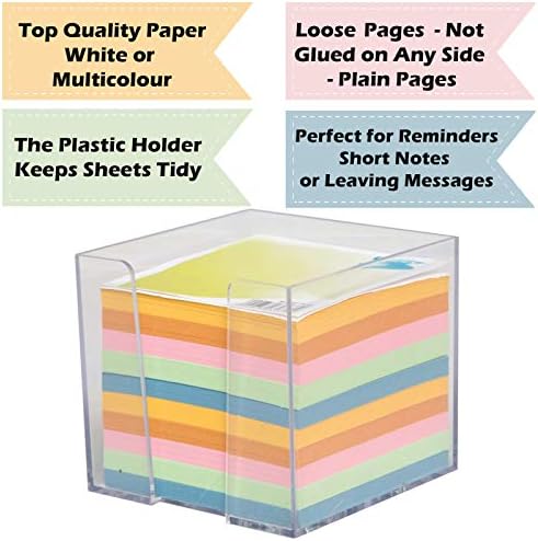 OfficeCentre® Jumbo Memo Jotter Block Cube Holder Paper Note Loose Sheets Refill (Multicolour with Holder)