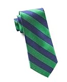 100% Silk Woven Navy and Green Striped Tie