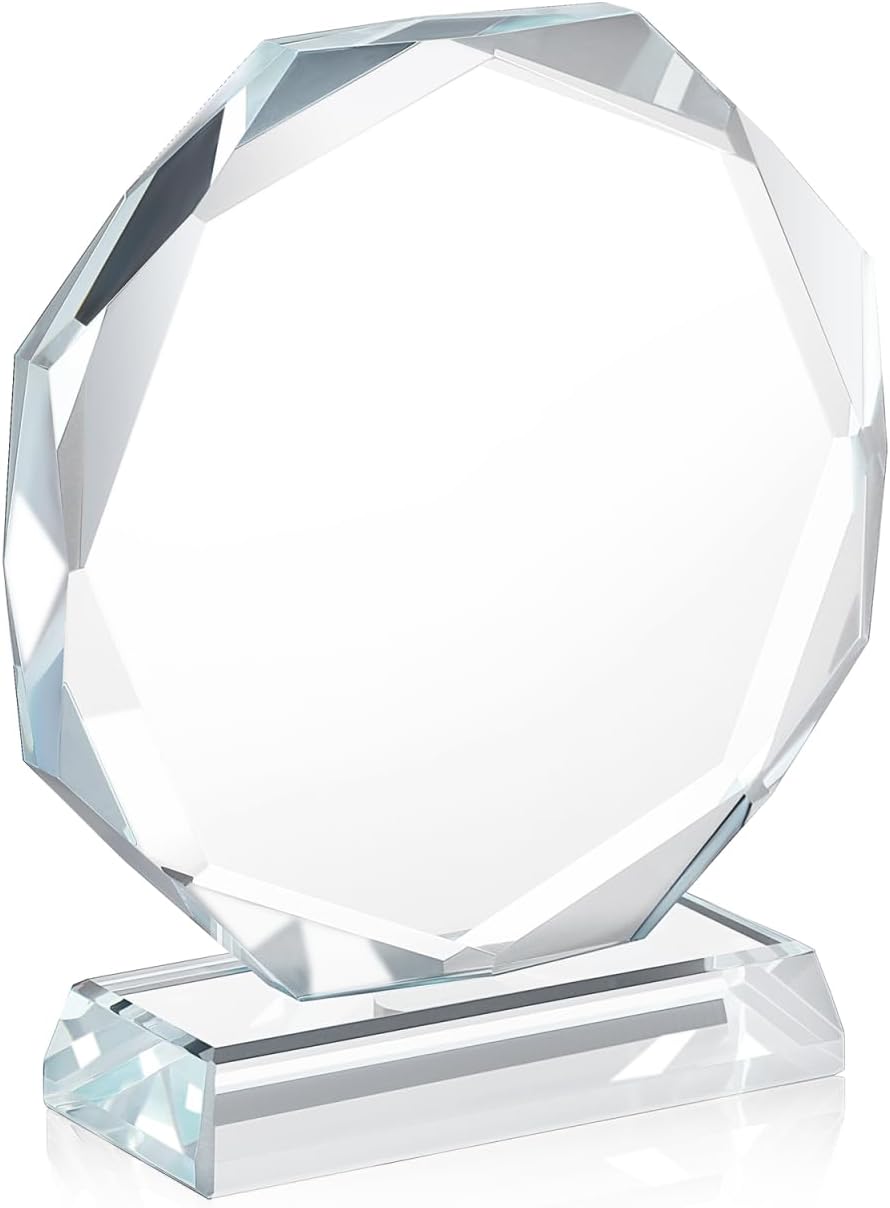 Hemoton Transparent Crystal Trophy Award Decorative Prize with Unique Design for Desktop Decoration for Festivals and Special Occasions Compact Details