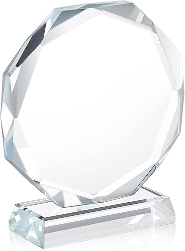 CLISPEED Trofeo de cristal en blanco Premio de trofeo de vidrio Copa transparente Estatuas de celebración de premios Decoración de escritorio