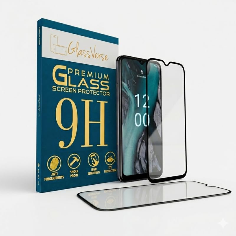 Image of GlassVerse 9H Gorilla Tempered Glass for Nokia C22 | HD Clarity Screen Protector, Ultra Strong 9H Protection, Edge to Edge, Case Friendly, Hassle-less Installation Kit Included. (Pack of 1)