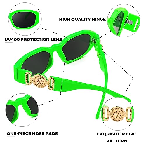 Image of FEISEDY Retro Trendy Rectangle Sunglasses Women Men Narrow Shades B2322 | |Vintage Shades |UV400 Protection |Blocks Glare |Women & Men |Comes With A Storage Case
