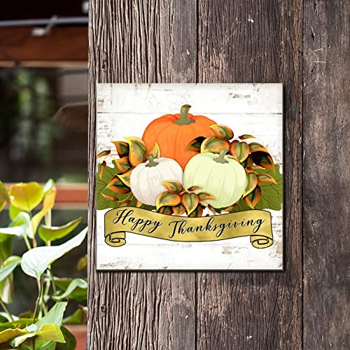Panneau en bois Happy Thanksgiving Day décor citrouille d'automne suspendu pour porte et porche