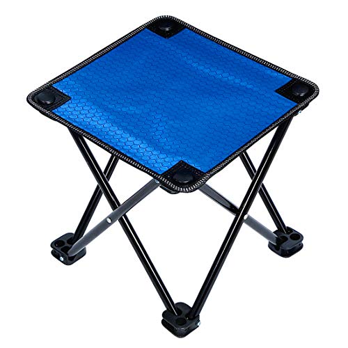 Mini Portable Folding Stool,Outdoor Folding Chair for Camping,Fishing,Travel,Hiking,Garden,Beach, Quickly-Fold Chair Oxford Cloth with Carry Bag (Blue, 11.4)