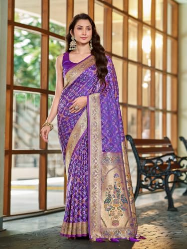 MANOHARI purple patola silk saree – image 2