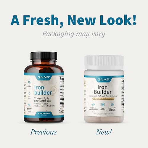 Miniatura 2 de Snap Supplements Suplementos naturales de hierro constructor, píldoras de hierro de 21 mg para aumentar la energía, el metabolismo y la digestión,