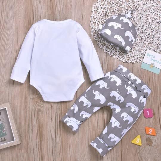 Newborn Infant Baby Clothes Long Sleeve Romper + Pants + Hat 3PCS Outfits Set - Image 3