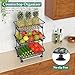 OKZEST 3-Tier Rolling Pantry Floor Organizer and Storage Cart with Wheels, Stackable Wire Pantry Baskets for Pantry Shelves, Kitchen Fruit Basket Stand and Storage Rack for Fruit Snack Onion Potato