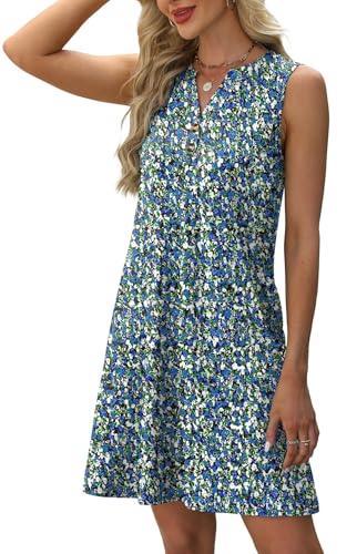 Image of XIEERDUO Summer Dresses for Women 2026 Beach Vacation Clothes V Neck Button Sundresses with Pockets