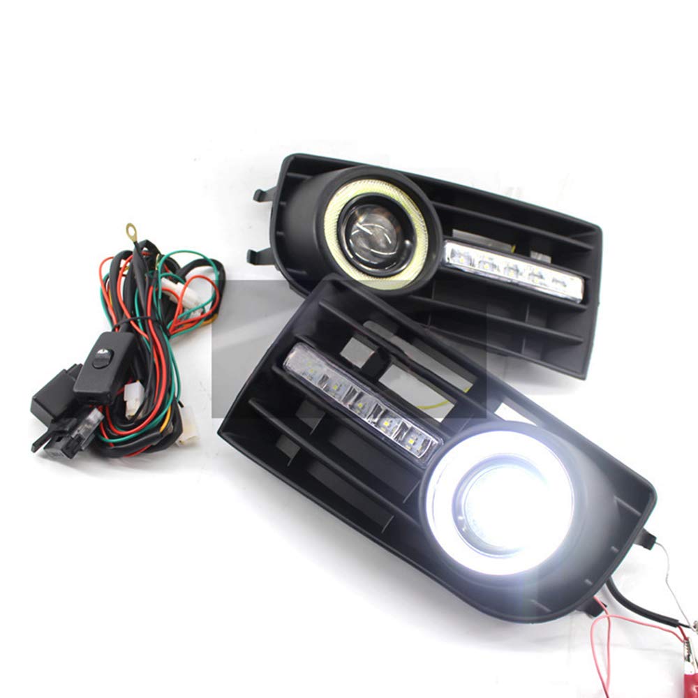 SZSS-CAR Replacement For Car Front Grill Fog Lights Lamps VW Golf5 for Jetta for GTI MK5 2005-2009 Lower Bumper Grills Angel Eyes Circle Convex lens White Light Fog light